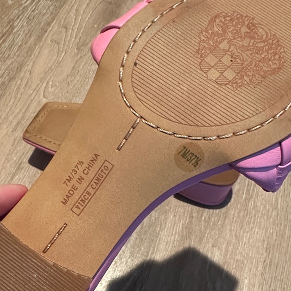 Vince Camuto Pink Woven Heeled Sandals - Picture 5 of 5